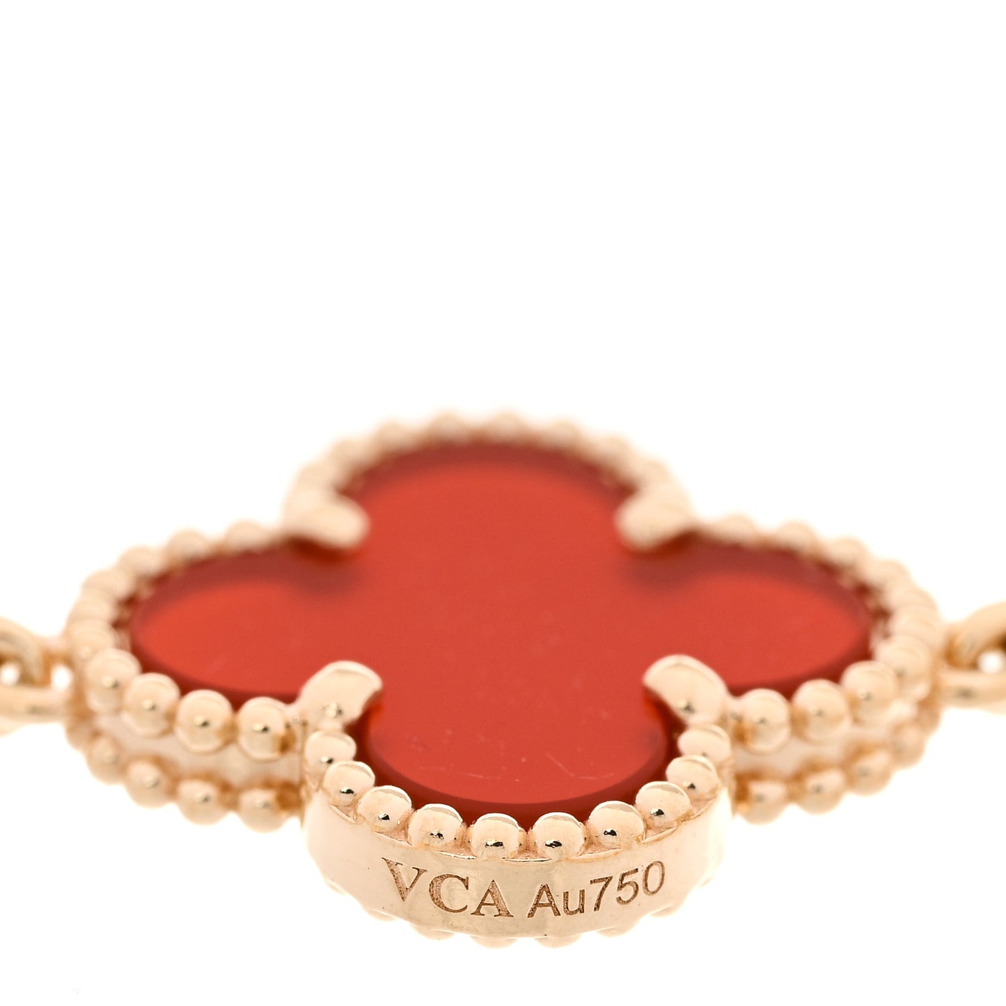 18K Yellow Gold Carnelian 5 Motifs Vintage Alhambra Bracelet