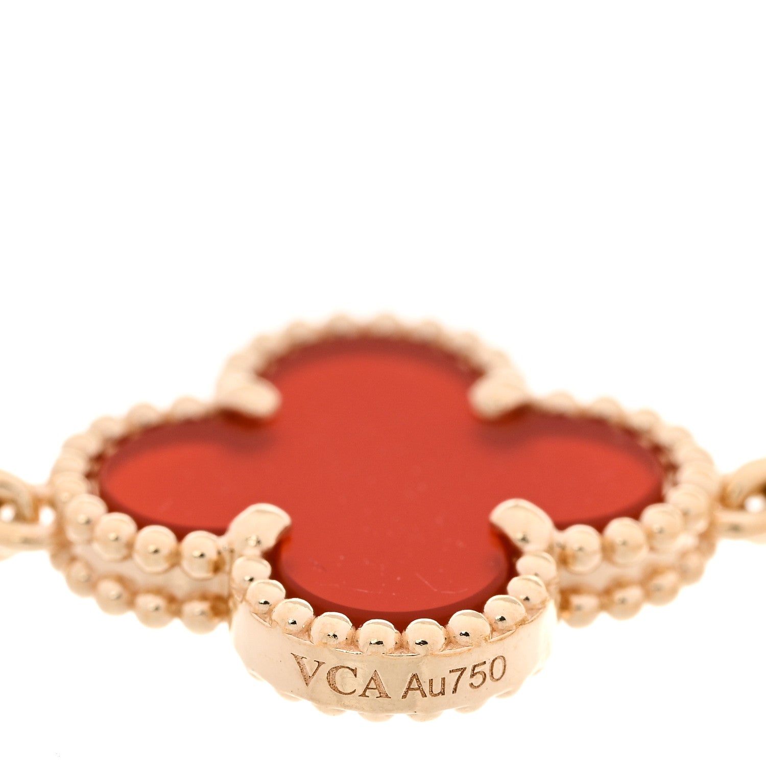 Van Cleef & Arpels 18K Yellow Gold Carnelian 5 Motifs Vintage Alhambra Bracelet 5 of 5