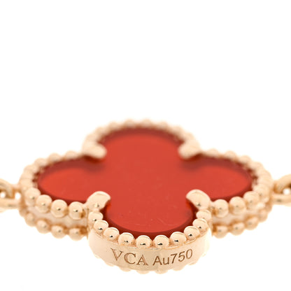 Van Cleef & Arpels 18K Yellow Gold Carnelian 5 Motifs Vintage Alhambra Bracelet 5 of 5