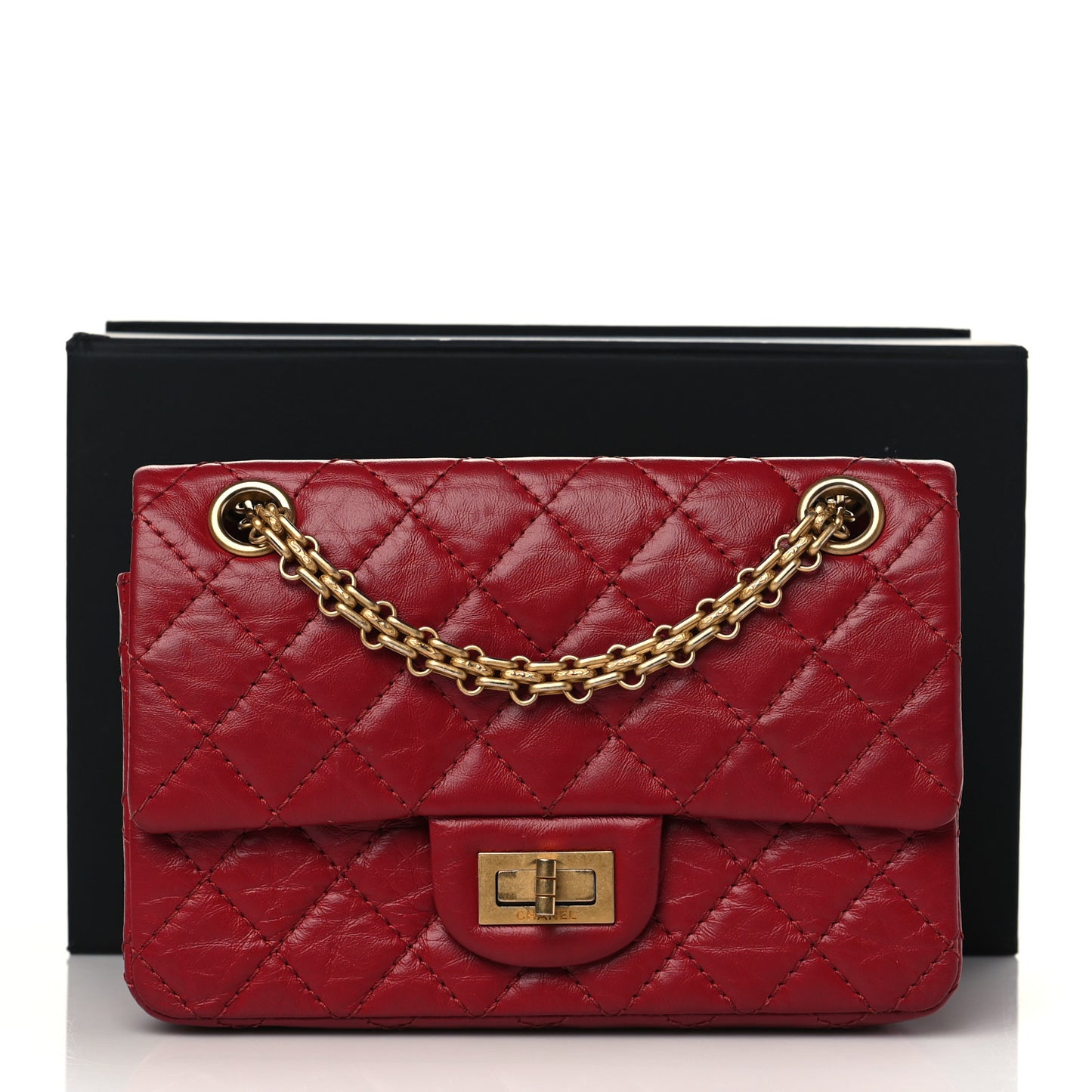 Aged Calfskin Quilted 2.55 Reissue Mini Flap Red