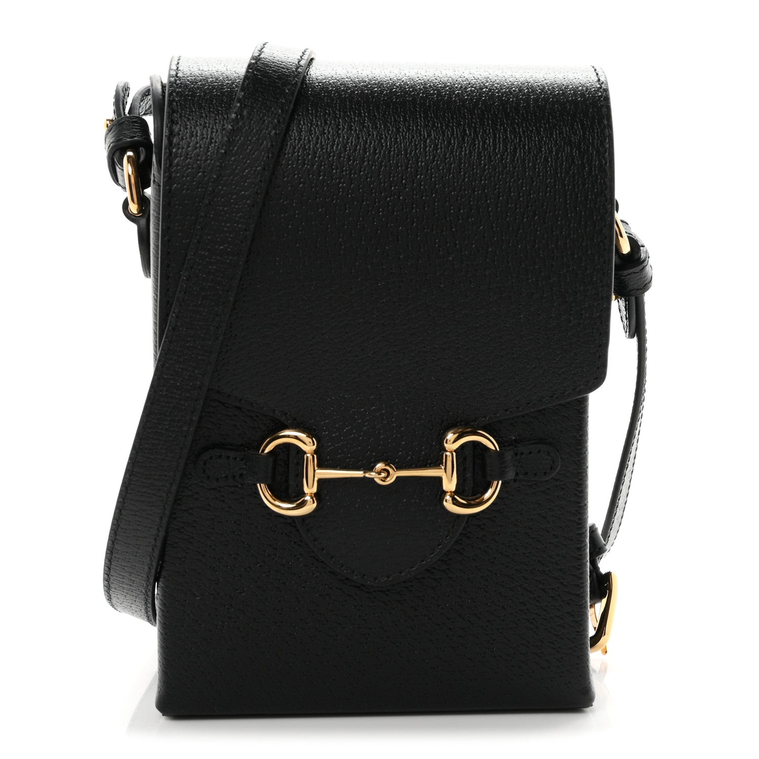 Gucci Dollar Calfskin Vertical Horsebit 1955 Crossbody Bag Black 1 of 9