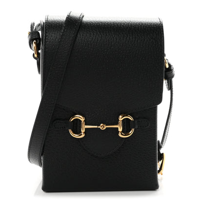 Gucci Dollar Calfskin Vertical Horsebit 1955 Crossbody Bag Black 1 of 9