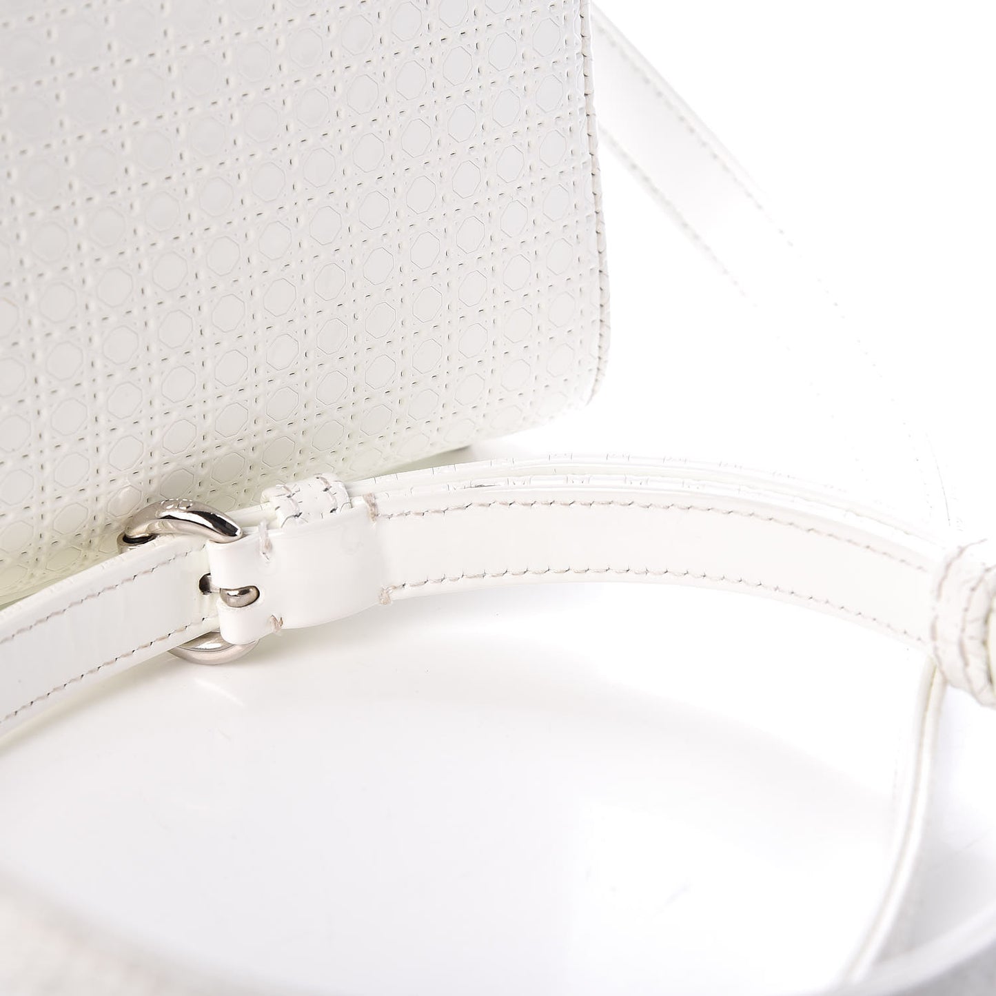 Patent Micro-Cannage Mini Lady Dior White