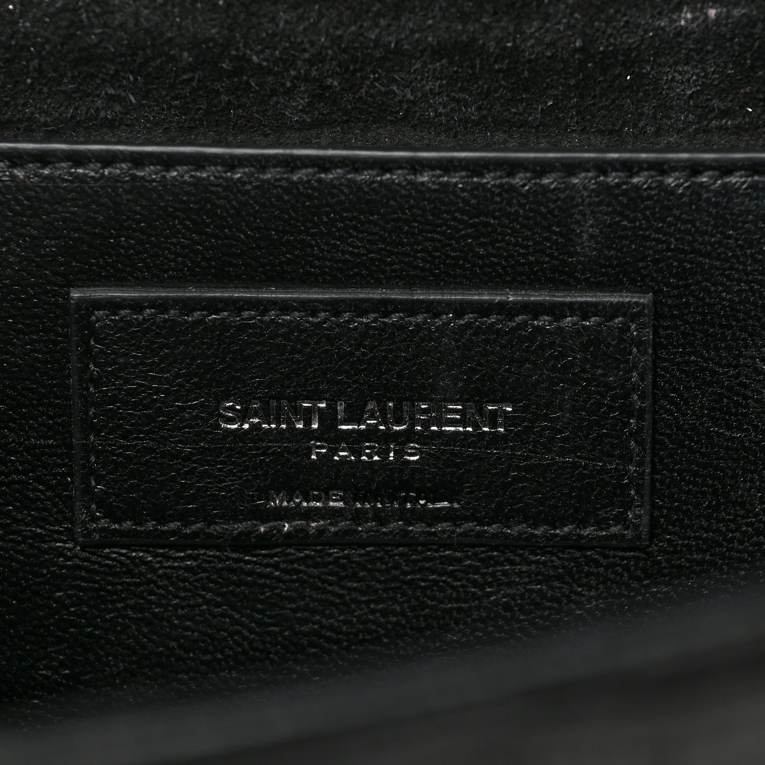 Saint Laurent Calfskin Crocodile Embossed Classic Monogram Tassel Clutch Black 6 of 9