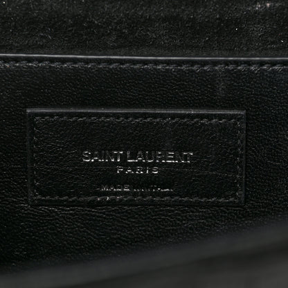 Saint Laurent Calfskin Crocodile Embossed Classic Monogram Tassel Clutch Black 6 of 9
