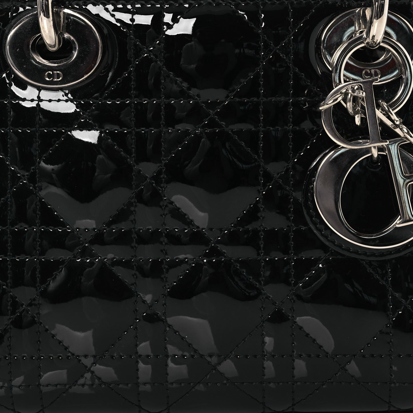 Patent Cannage Mini Lady Dior Black