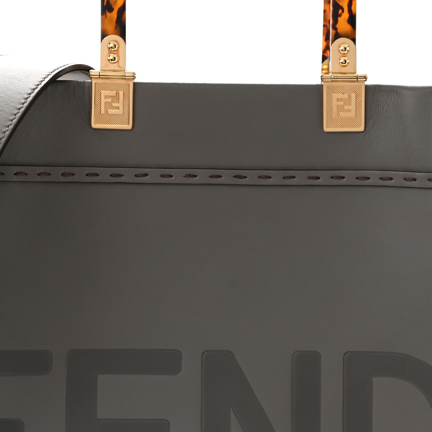 Fendi Vitello King Plexiglass Logo Embossed Medium Fendi Sunshine Shopper Tote Moon 7 of 10