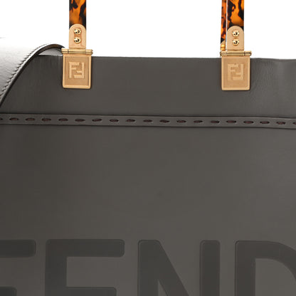Fendi Vitello King Plexiglass Logo Embossed Medium Fendi Sunshine Shopper Tote Moon 7 of 10