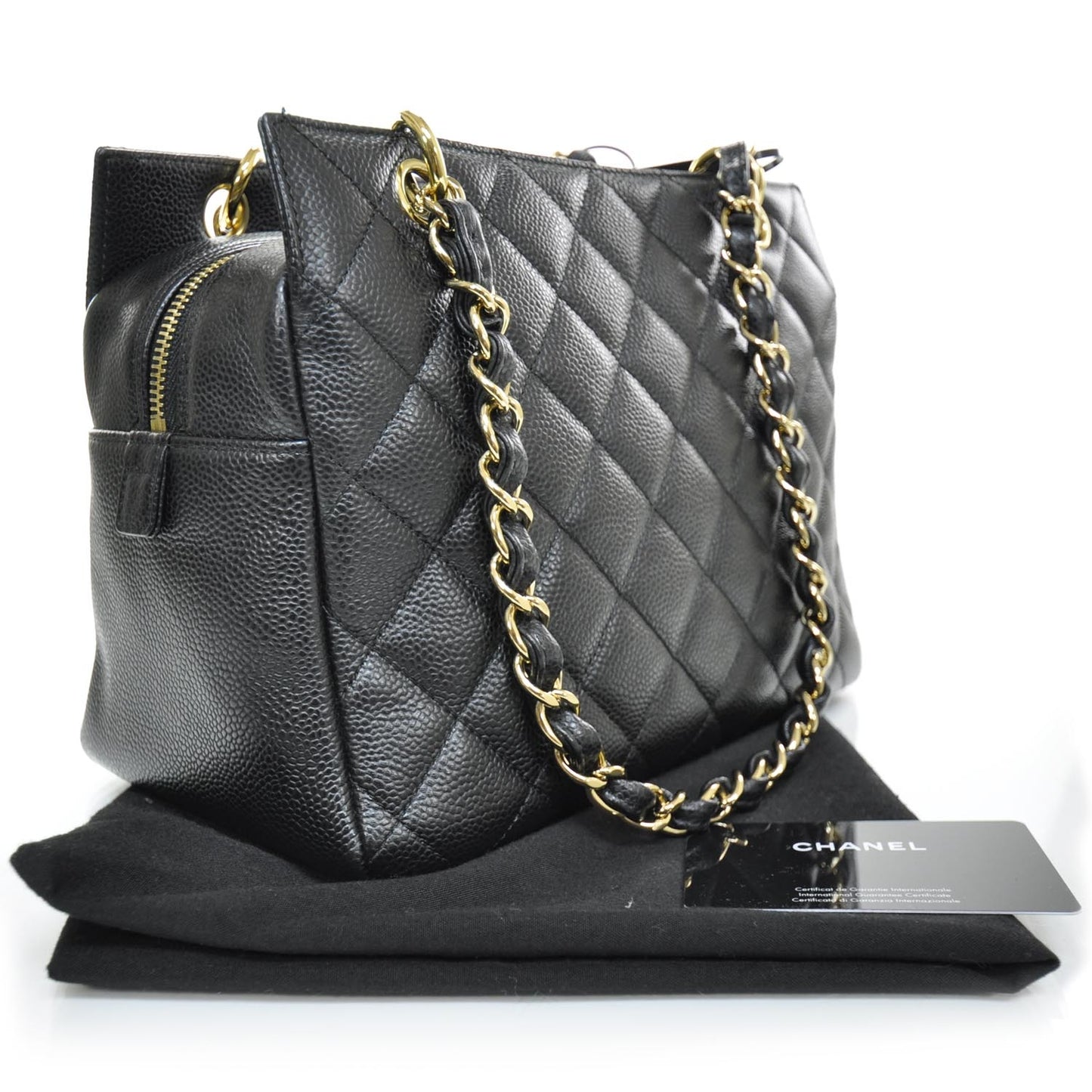 Caviar Quilted Petit Timeless Tote PTT Black