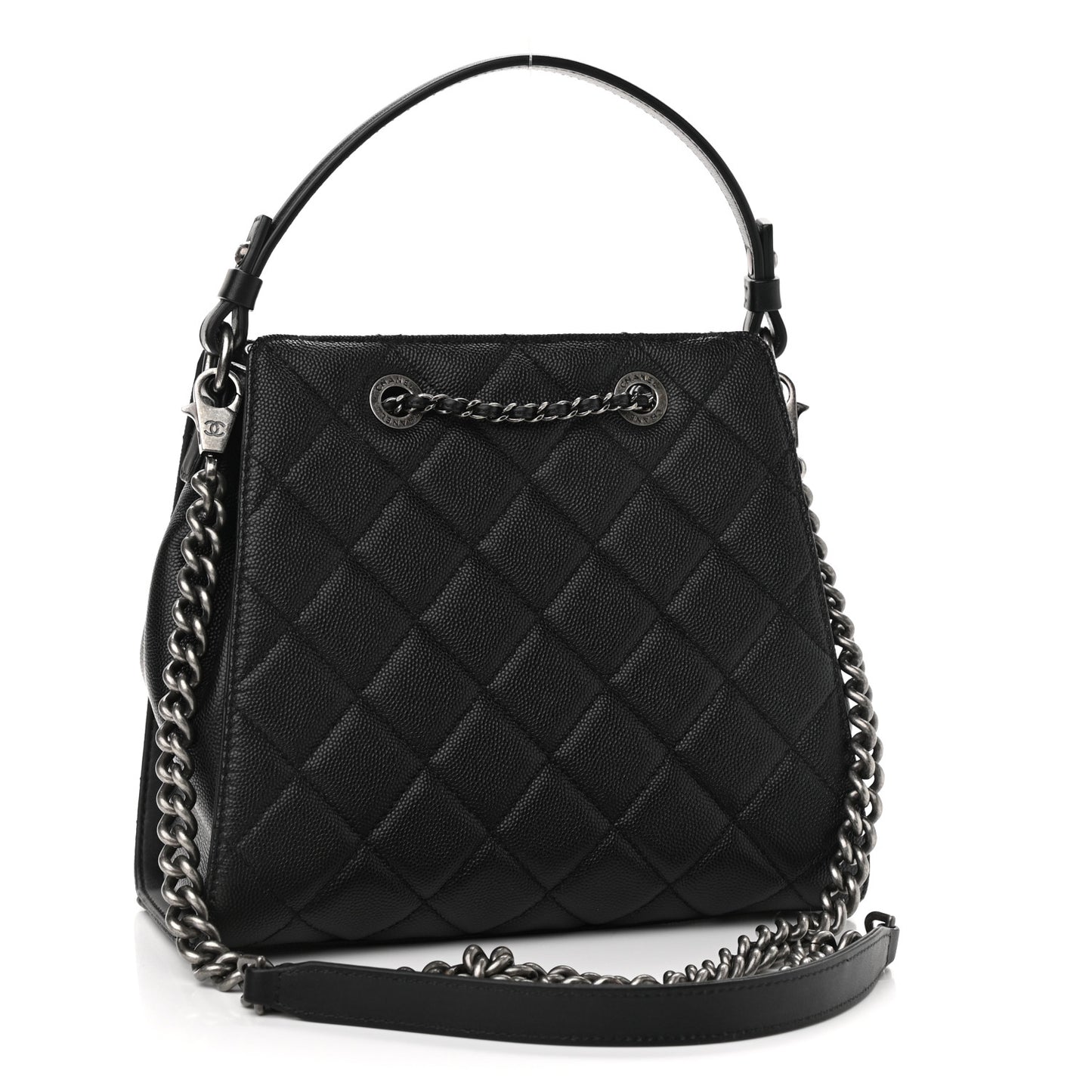 Caviar Quilted Small CC Bucket Bag Black