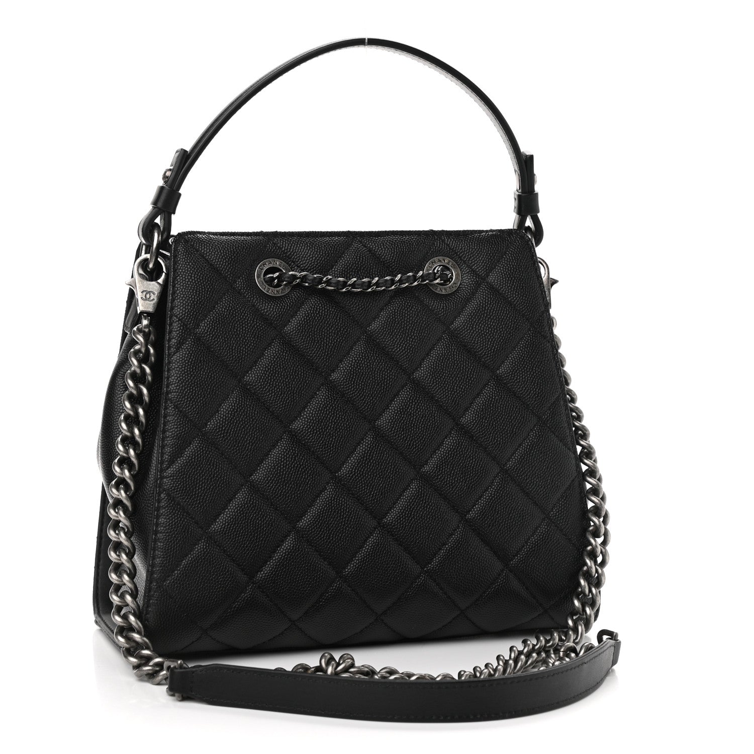 Chanel Caviar Quilted Small CC Bucket Bag Black 2 of 10