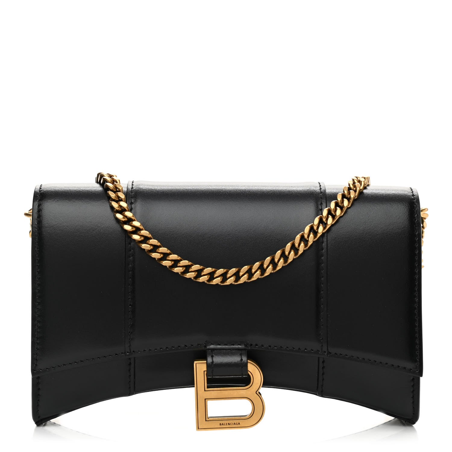 Balenciaga Shiny Box Calfskin Hourglass Chain Bag Black 1 of 8