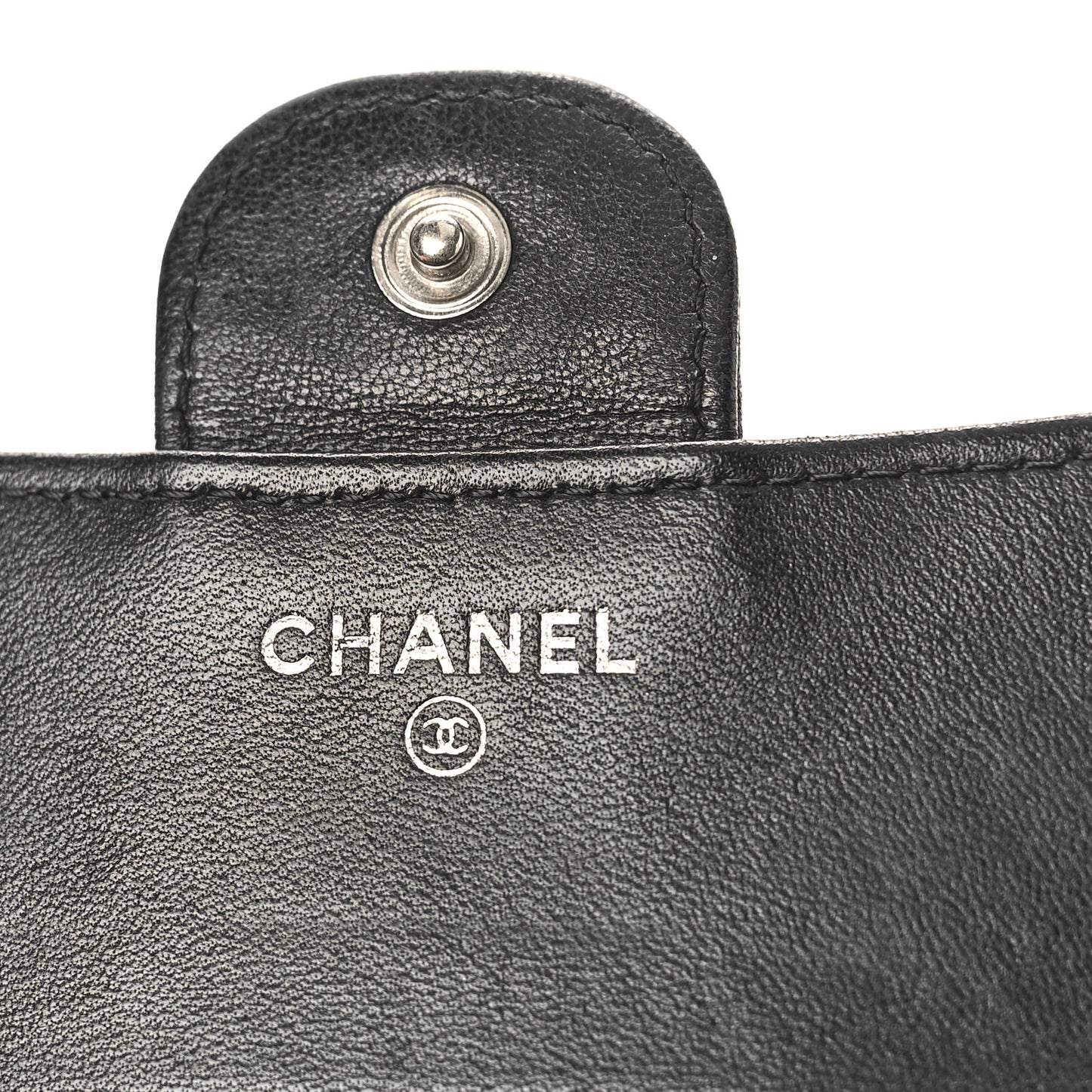 Lambskin Quilted Flap Card Holder Black