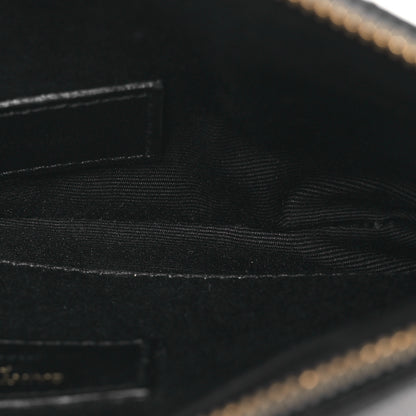 Saint Laurent Grain De Poudre Chevron Monogram Bill Pouch Black 8 of 14