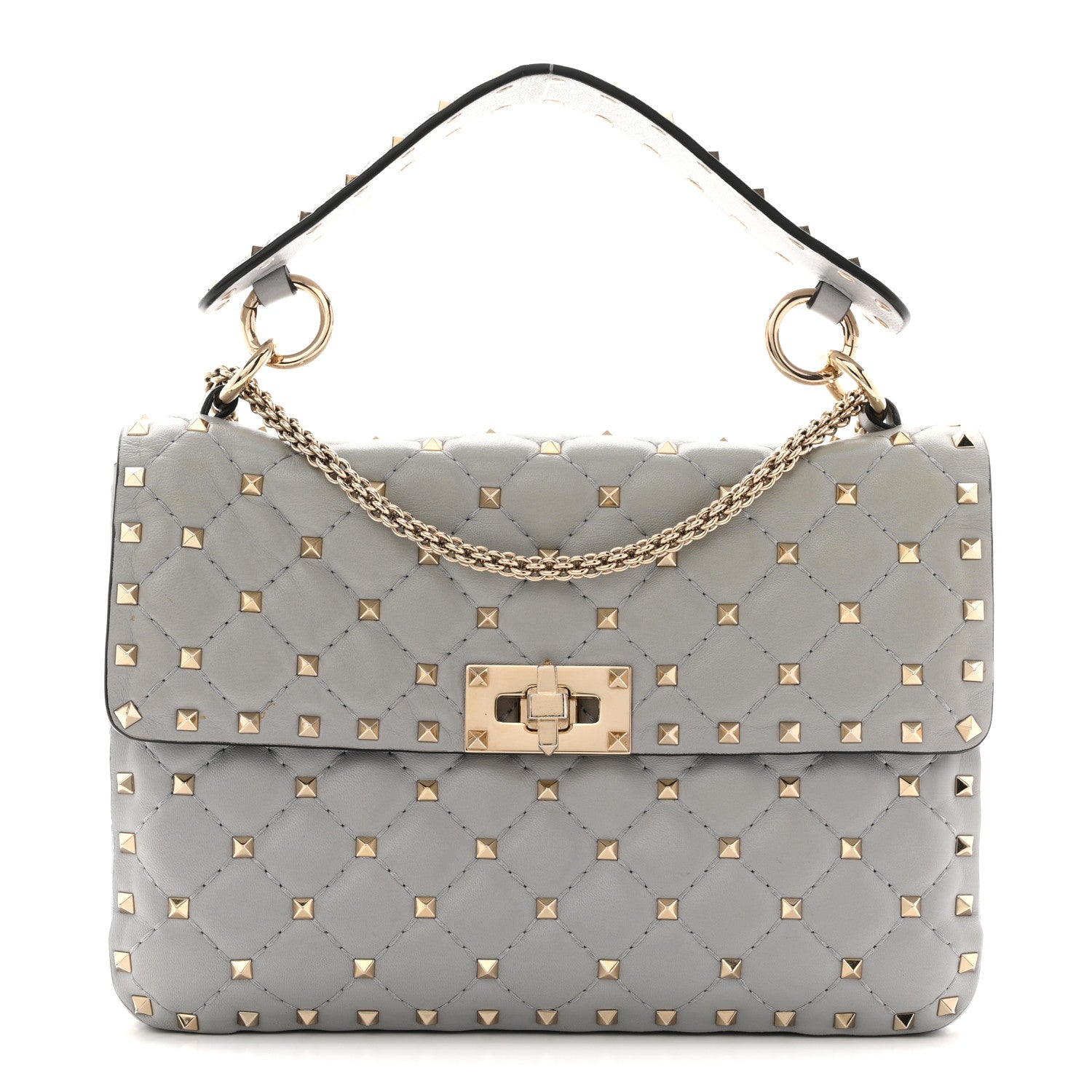 Valentino Garavani Nappa Medium Rockstud Spike Shoulder Bag Pastel Grey 1 of 12