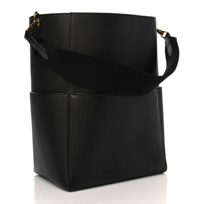 Celine Soft Grained Calfskin Sangle Bucket Bag Black 3 of 8