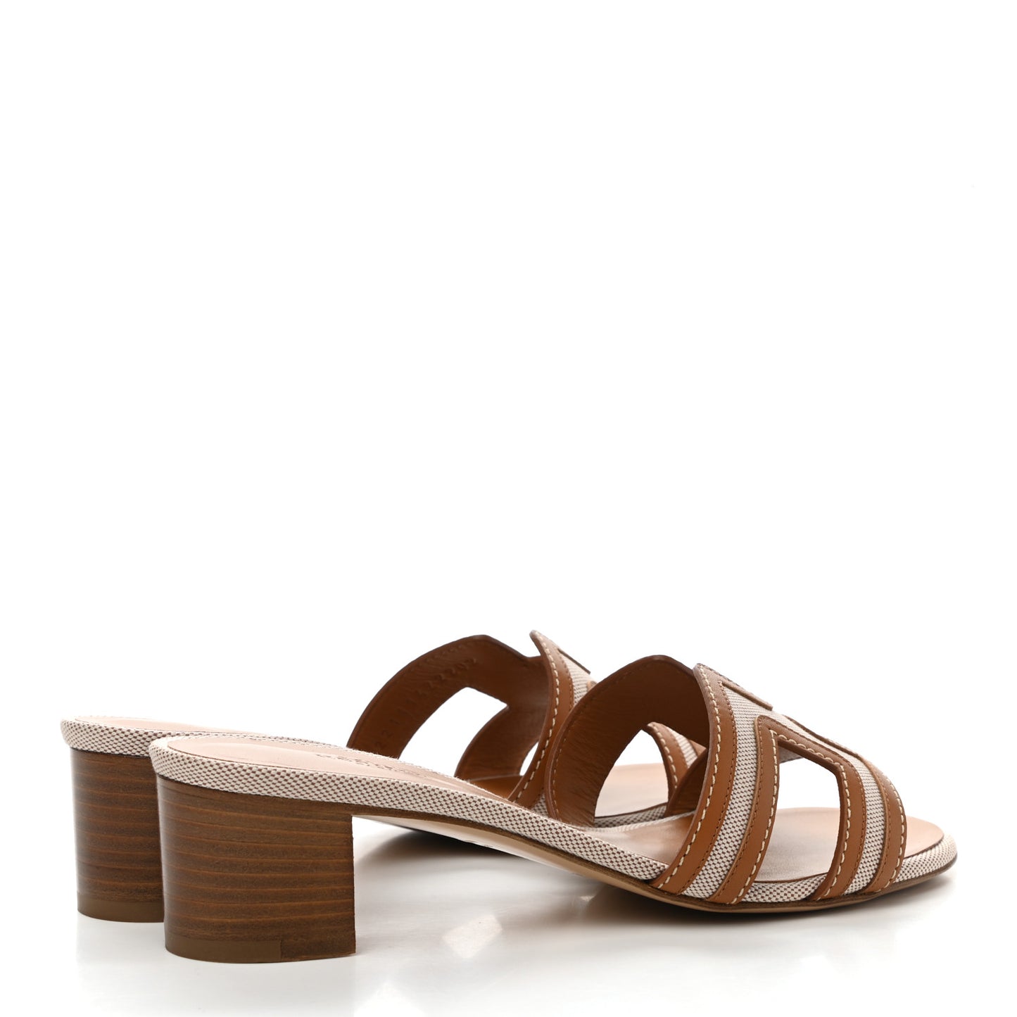 Calfskin Canvas Oasis Sandals 35.5 Noisette Beige Dore