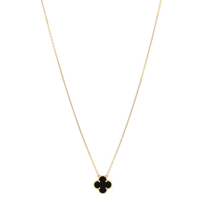 Van Cleef & Arpels VAN CLEEF &amp; ARPELS 18K Yellow Gold Black Onyx Vintage Alhambra Pendant Necklace 1 of 6