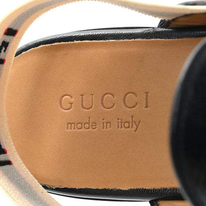 Gucci Goatskin Stripe Mens Horsebit Slingback Slippers 8 Black 5 of 10