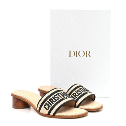 Christian Dior Cotton Embroidered Dway 35mm Slide Sandals 37.5 Dark Knight 10 of 10