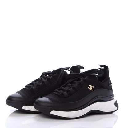 Chanel Velvet Calfskin Mixed Fibers CC Sneakers 37 Black 3 of 7