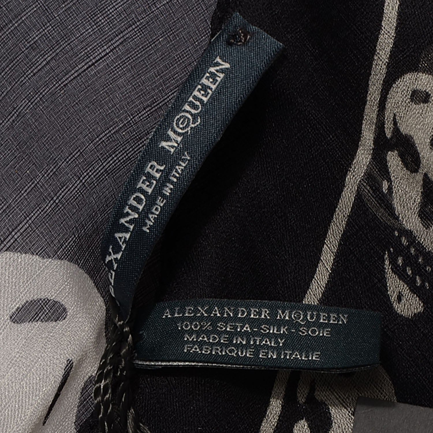 Alexander McQueen Silk Chiffon Skull Scarf Black Ivory 7 of 8