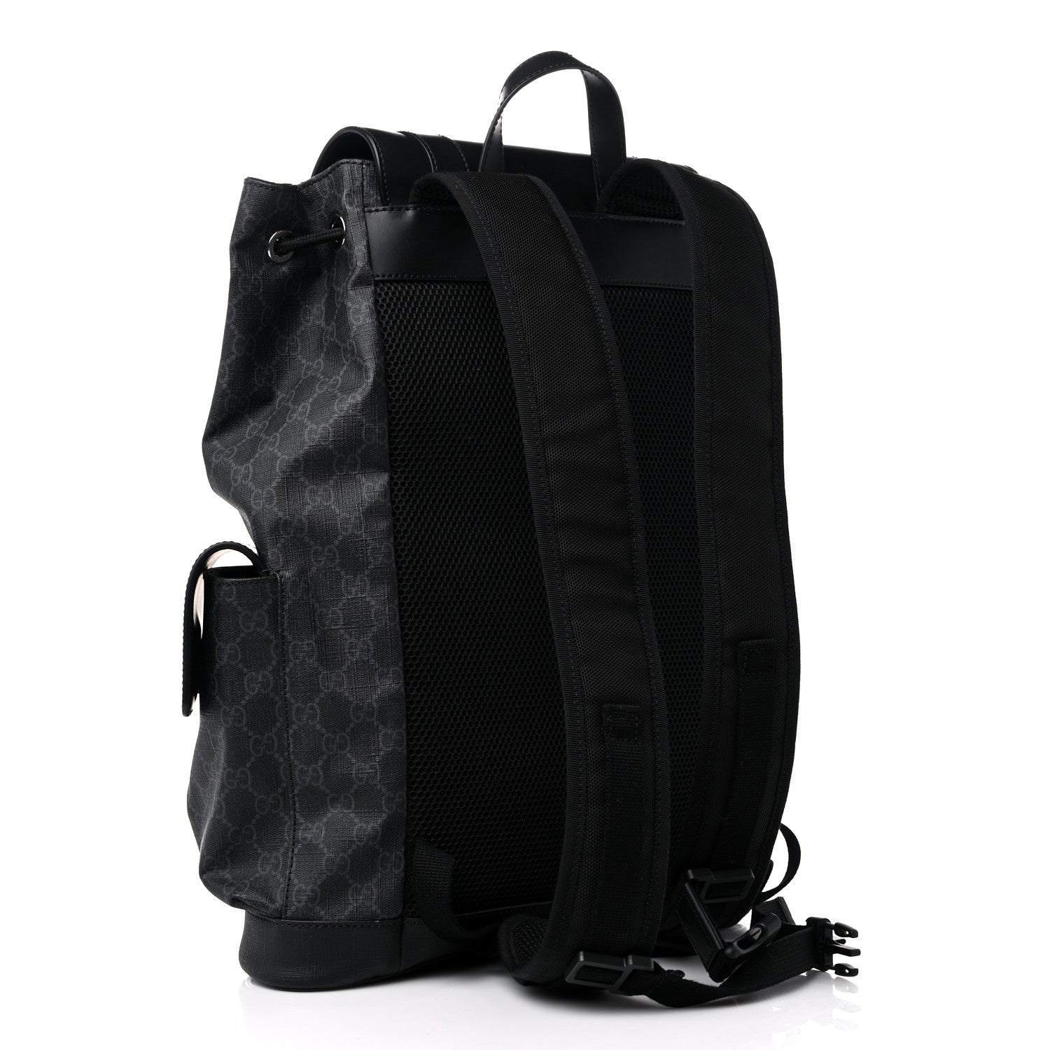 Gucci Soft GG Supreme Monogram Appia Calfskin Web Double Buckle Backpack Black 3 of 11