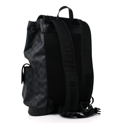 Gucci Soft GG Supreme Monogram Appia Calfskin Web Double Buckle Backpack Black 3 of 11