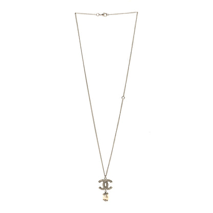 Chanel Pearl Twisted CC Drop Necklace Silver 3 of 4