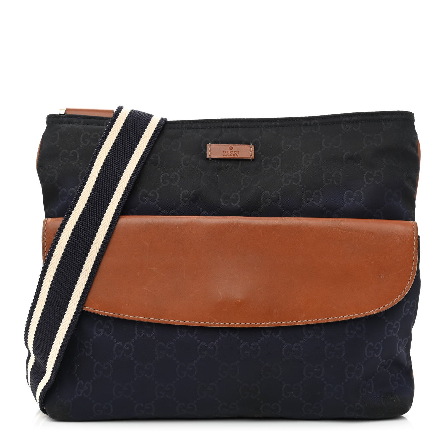 Gucci Nylon Monogram Signature Web Small Messenger Navy 1 of 10