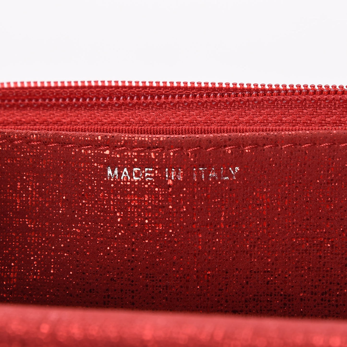 Metallic Iridescent Calfskin Wallet On Chain WOC Red