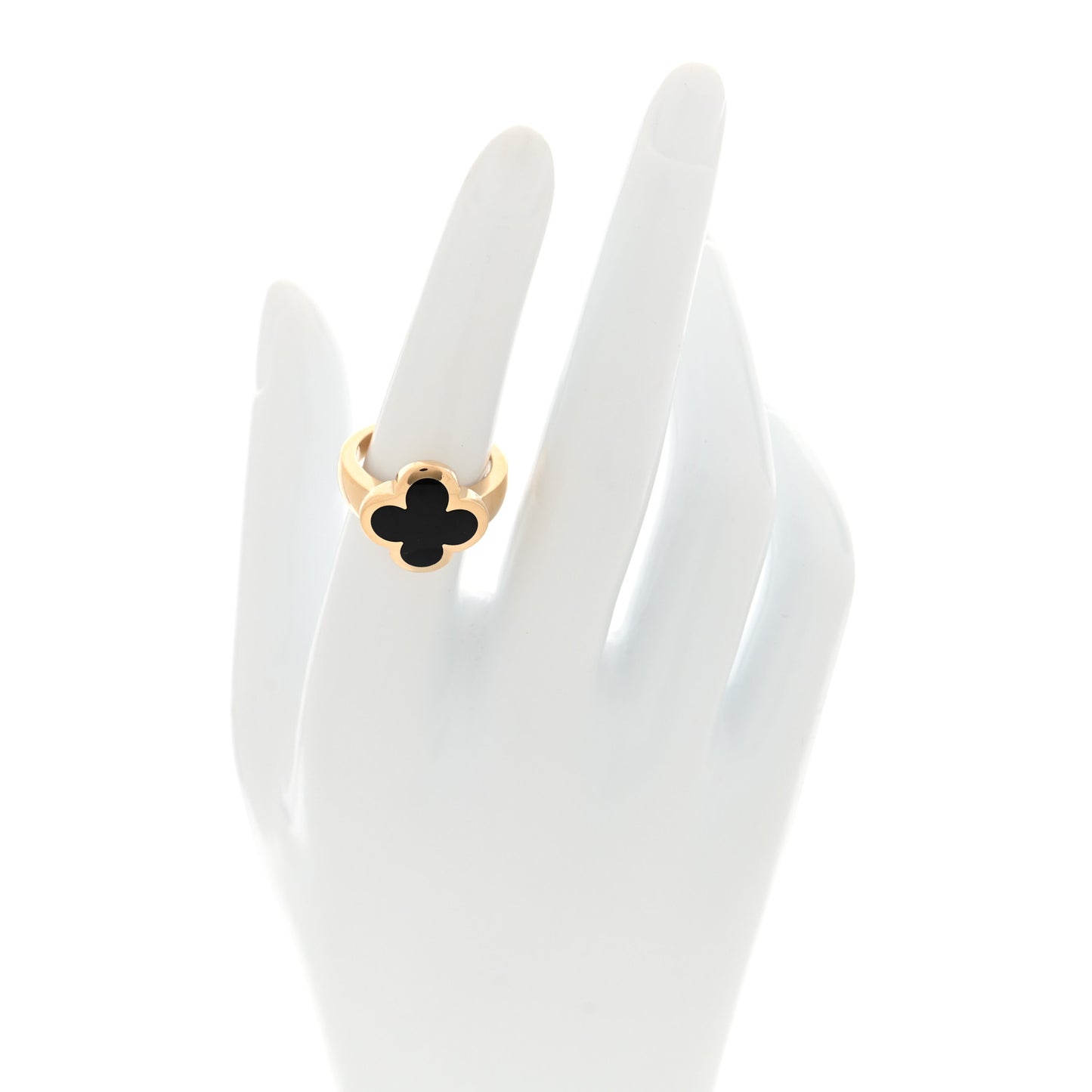 18K Yellow Gold Black Onyx Pure Alhambra Ring 52 6
