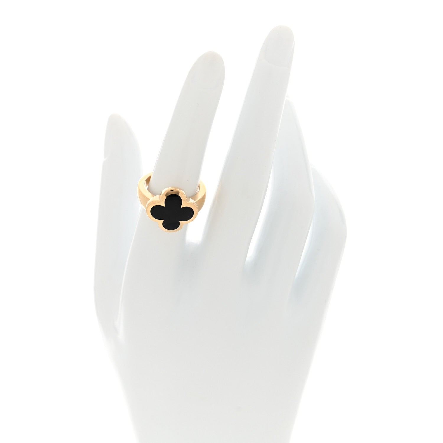 Van Cleef & Arpels 18K Yellow Gold Black Onyx Pure Alhambra Ring 52 6 2 of 4