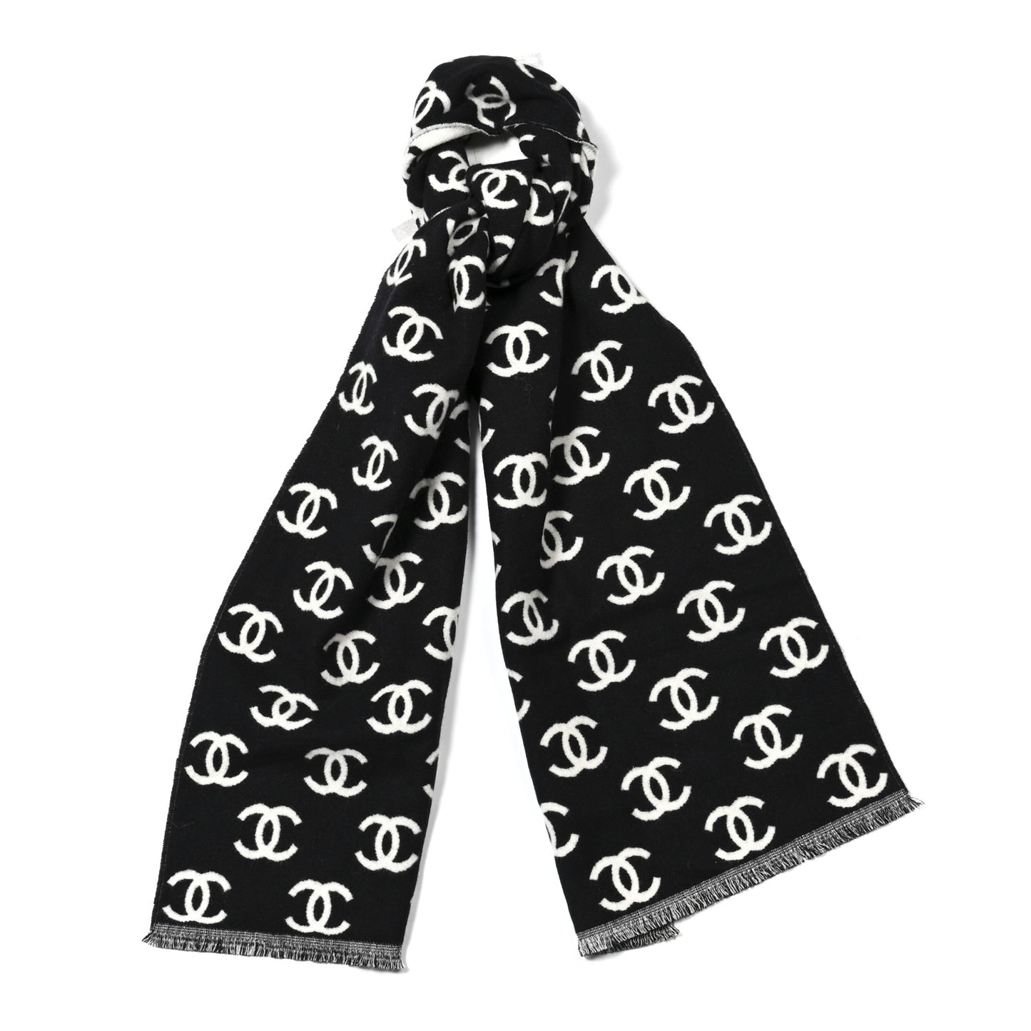 Wool Cashmere CC Scarf Black White