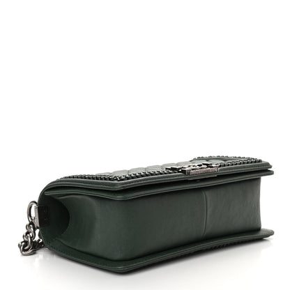 Chanel Calfskin Quilted Medium Boy Top Handle Flap Green 3 of 9