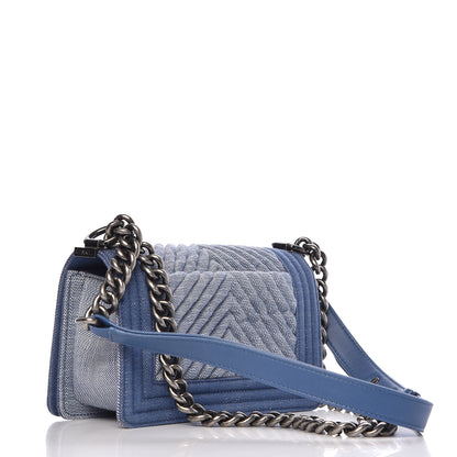 Chanel Denim Chevron Small Boy Flap Light Blue 3 of 12