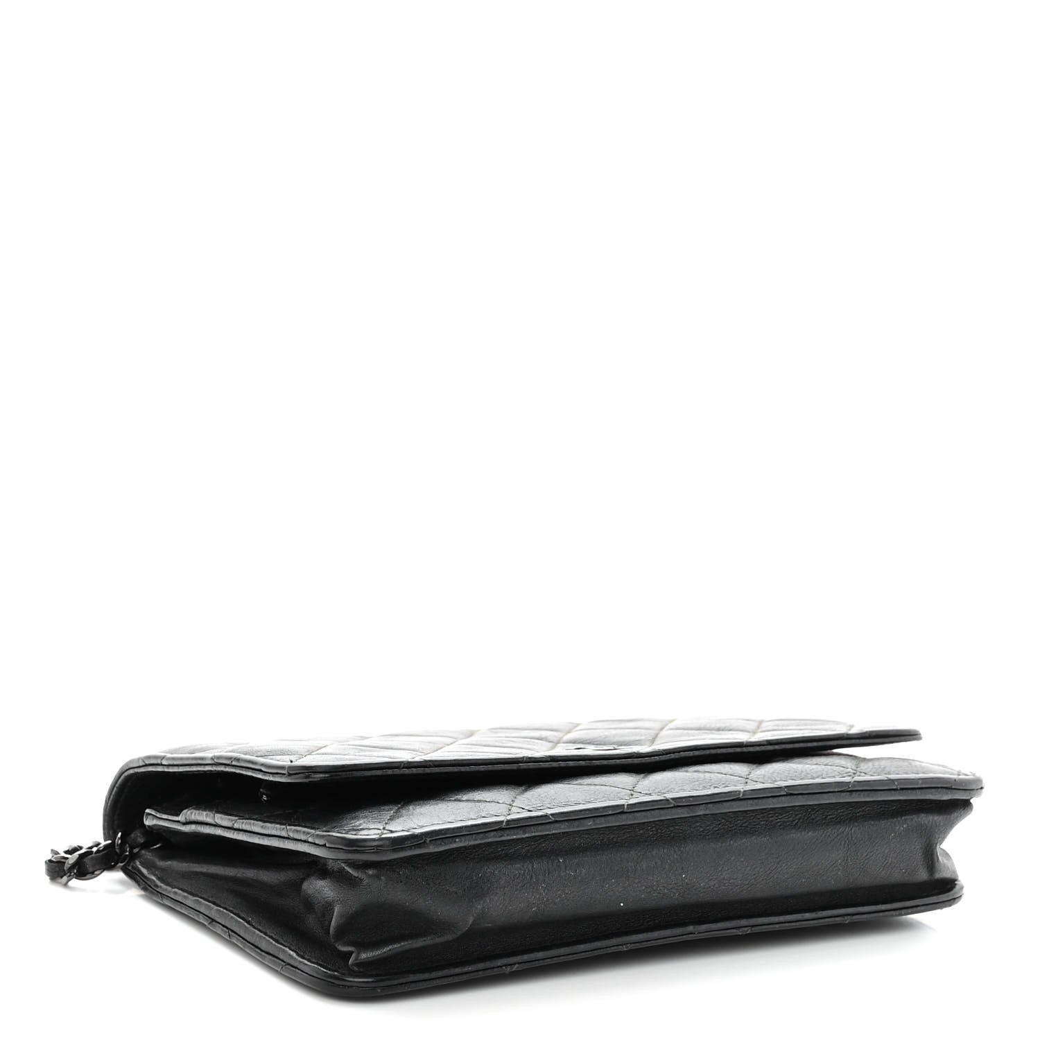 Chanel Crumpled Calfskin Quilted Wallet On Chain WOC So Black 4 of 15
