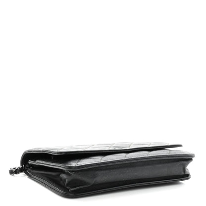 Chanel Crumpled Calfskin Quilted Wallet On Chain WOC So Black 4 of 15