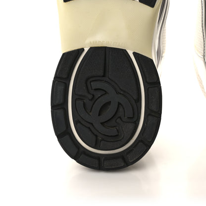 Chanel Fabric Laminated Calfskin Stretch CC Sneakers 40.5 White Silver 7 of 10
