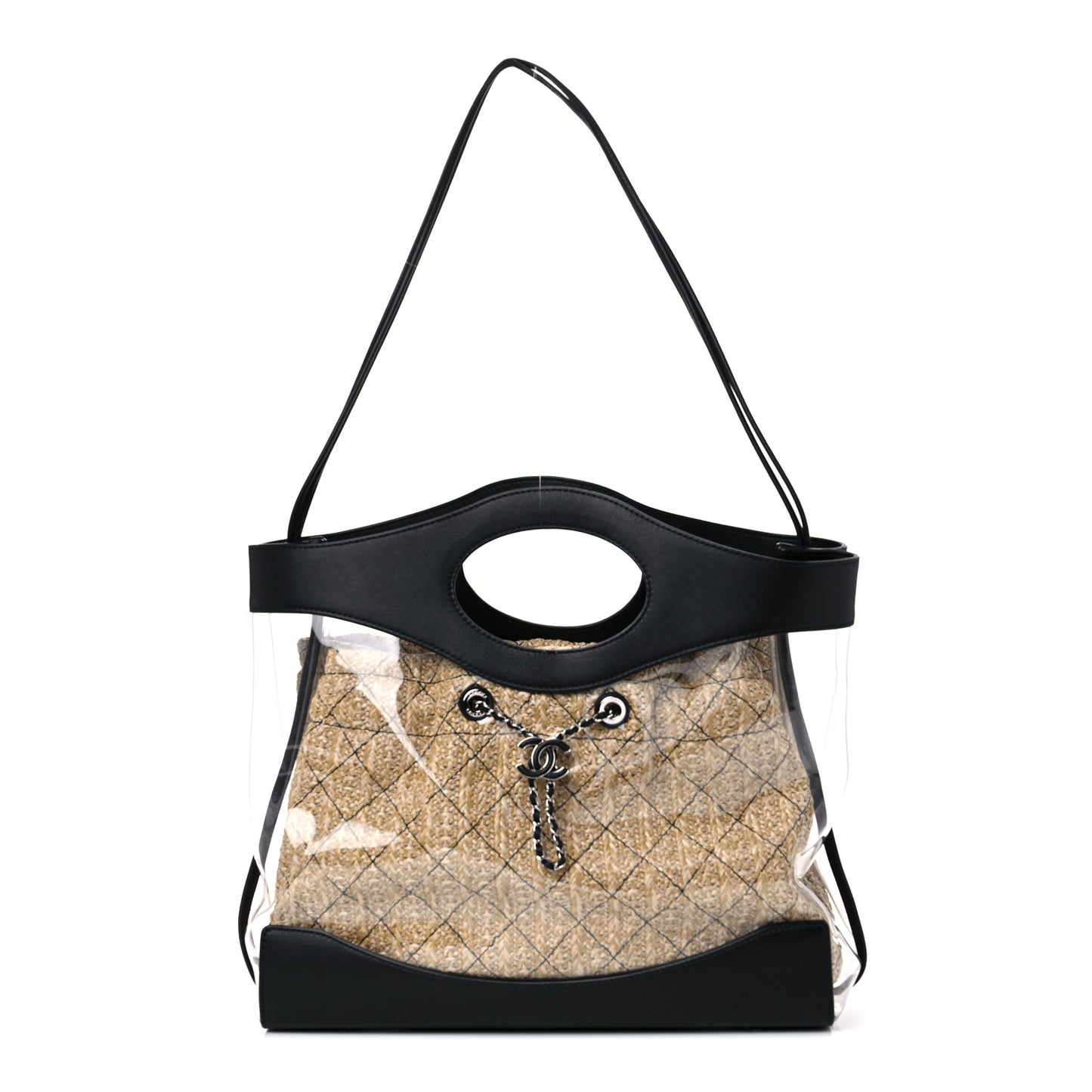 Calfskin PVC Quilted Chanel 31 Bag Black