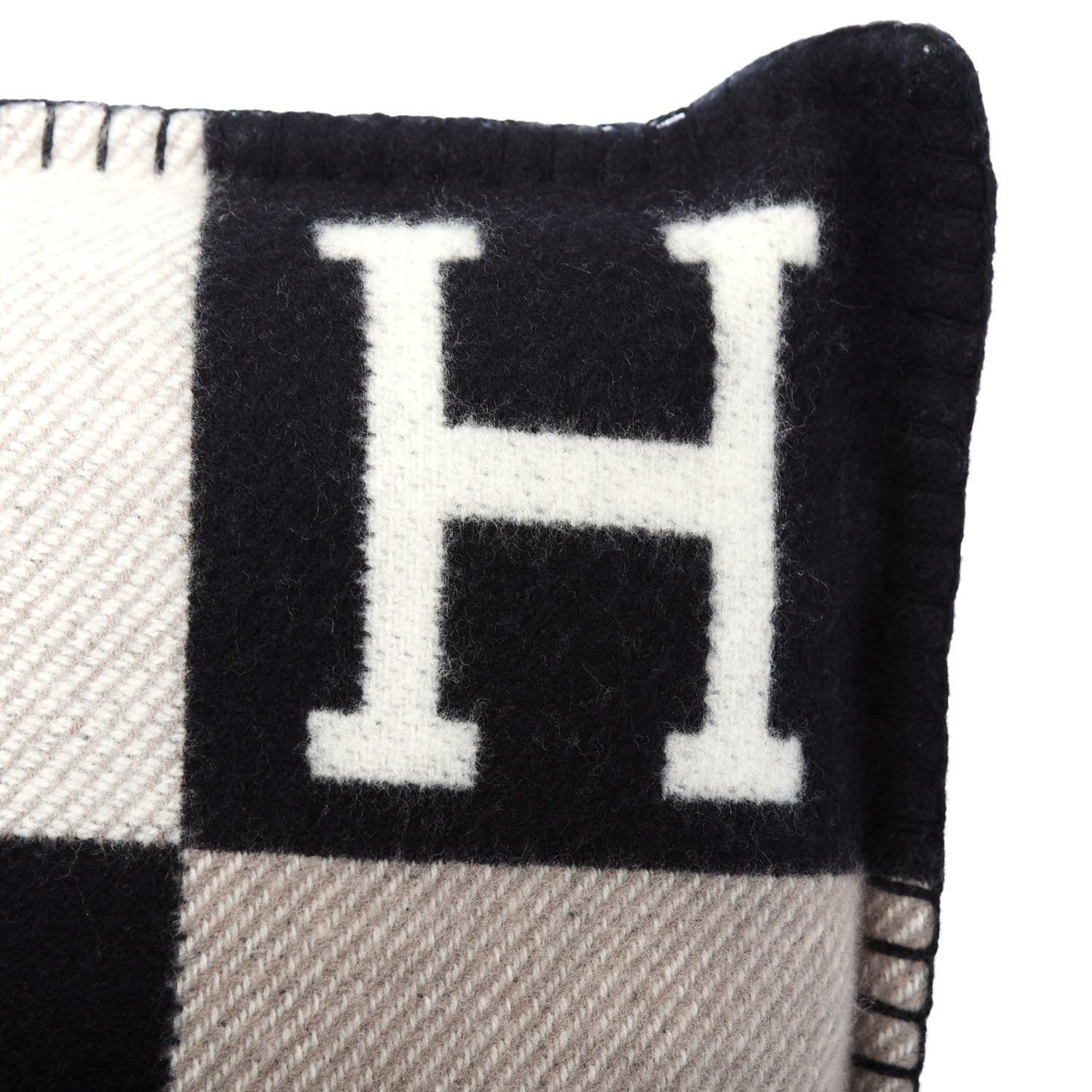 Hermes Wool Cashmere Avalon III Pillow PM Ecru Black 8 of 8