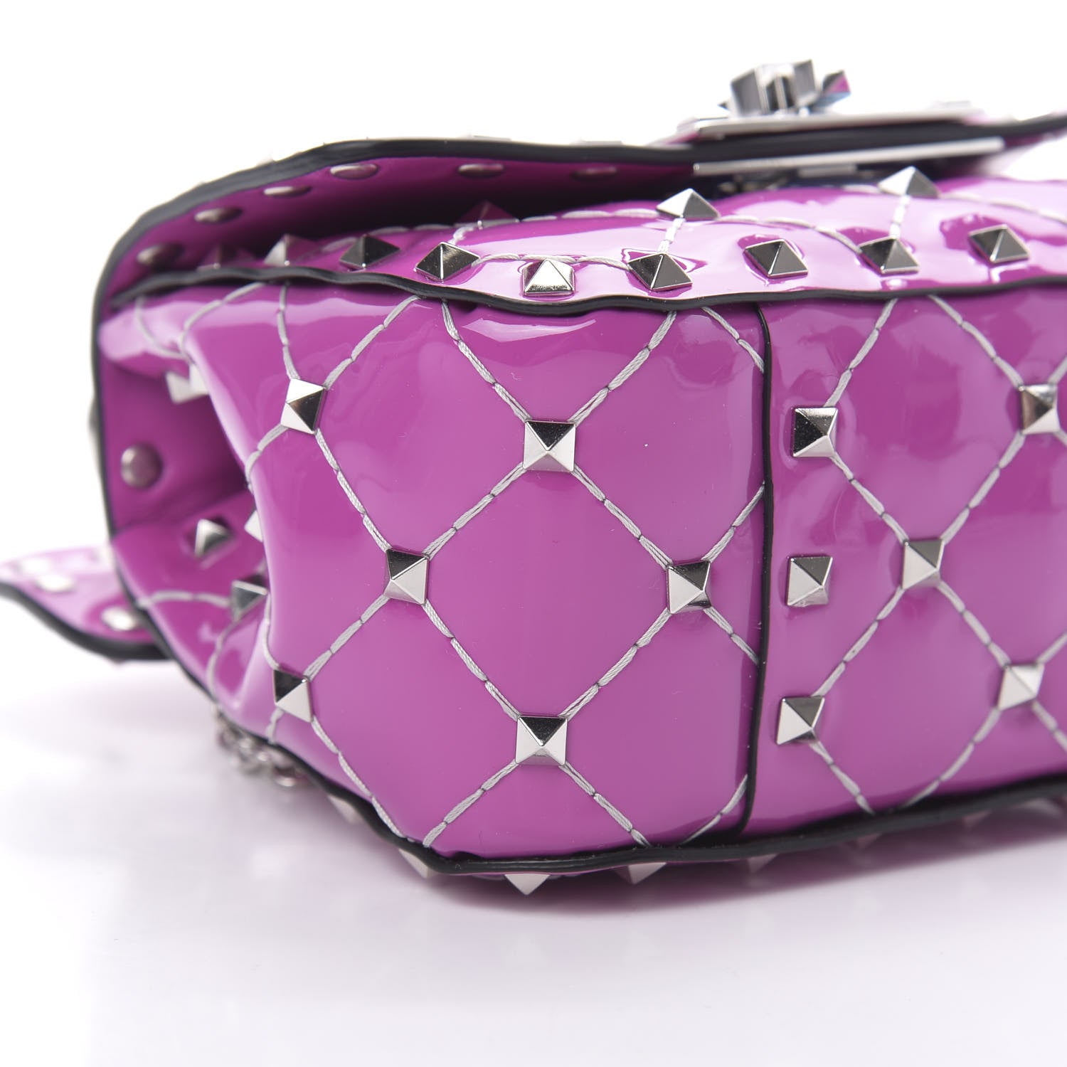 Valentino Garavani Patent Micro Rockstud Spike Shoulder Bag Radiant Orchid 8 of 9