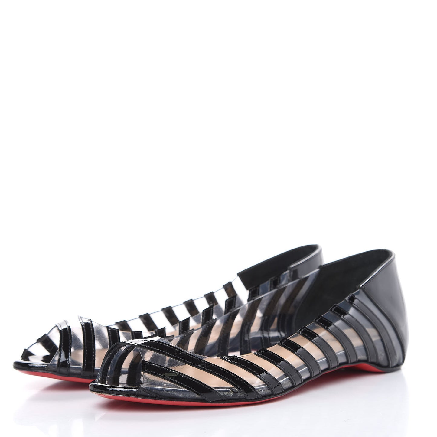 Patent PVC Striped A6 Flats 35 Black