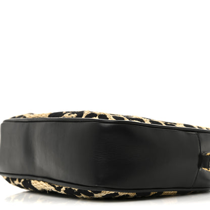 Saint Laurent Raffia Calfskin Leopard Print Monogram Lou Camera Bag Natural Beige Black 10 of 12