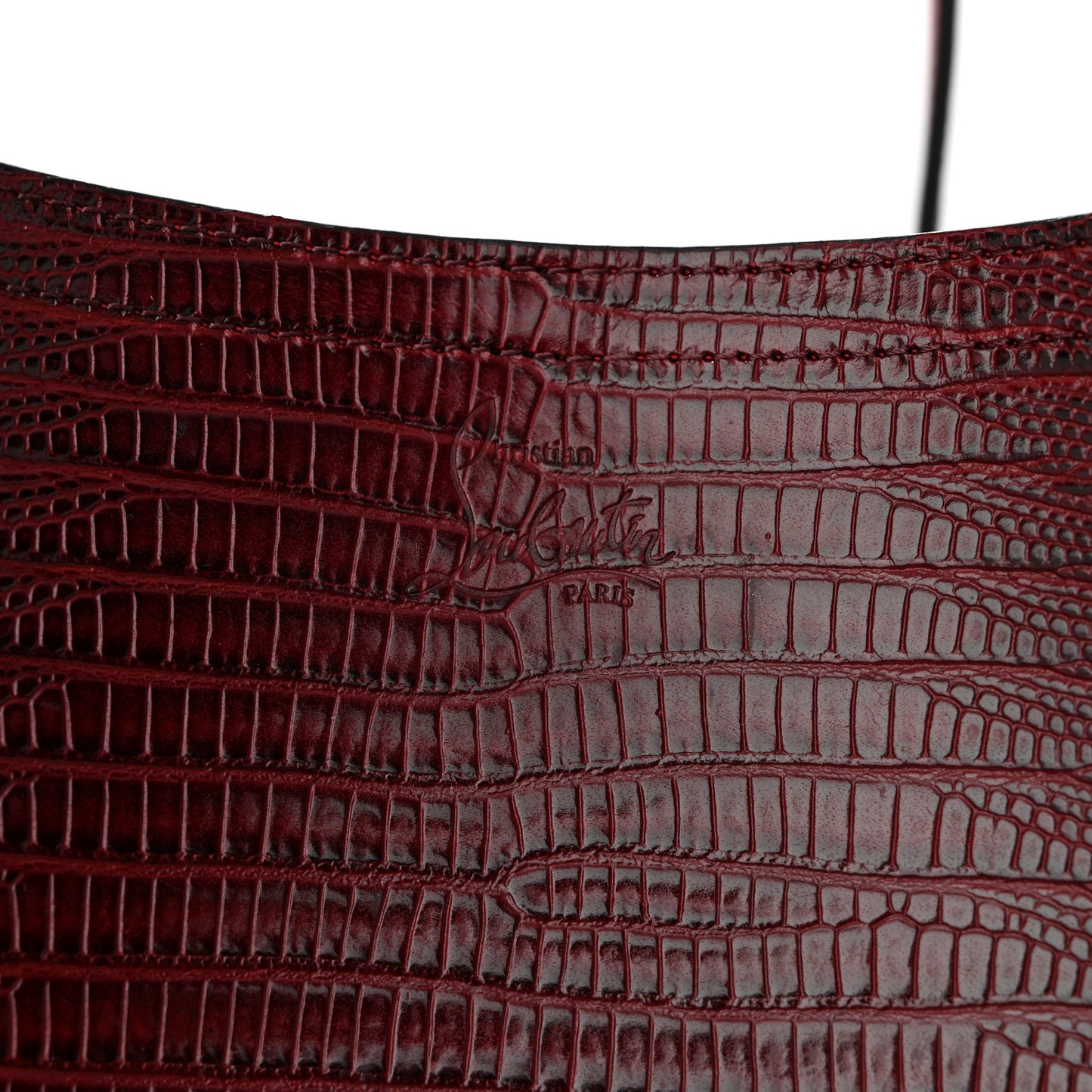 Lizard Embossed Calfskin Spiked Small Cabarock Shopper Tote Bourbon