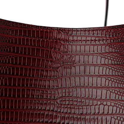Christian Louboutin Lizard Embossed Calfskin Spiked Small Cabarock Shopper Tote Bourbon 5 of 8