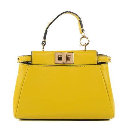 Fendi Shiny Nappa Micro Peekaboo Iconic Satchel Lime 1 of 7
