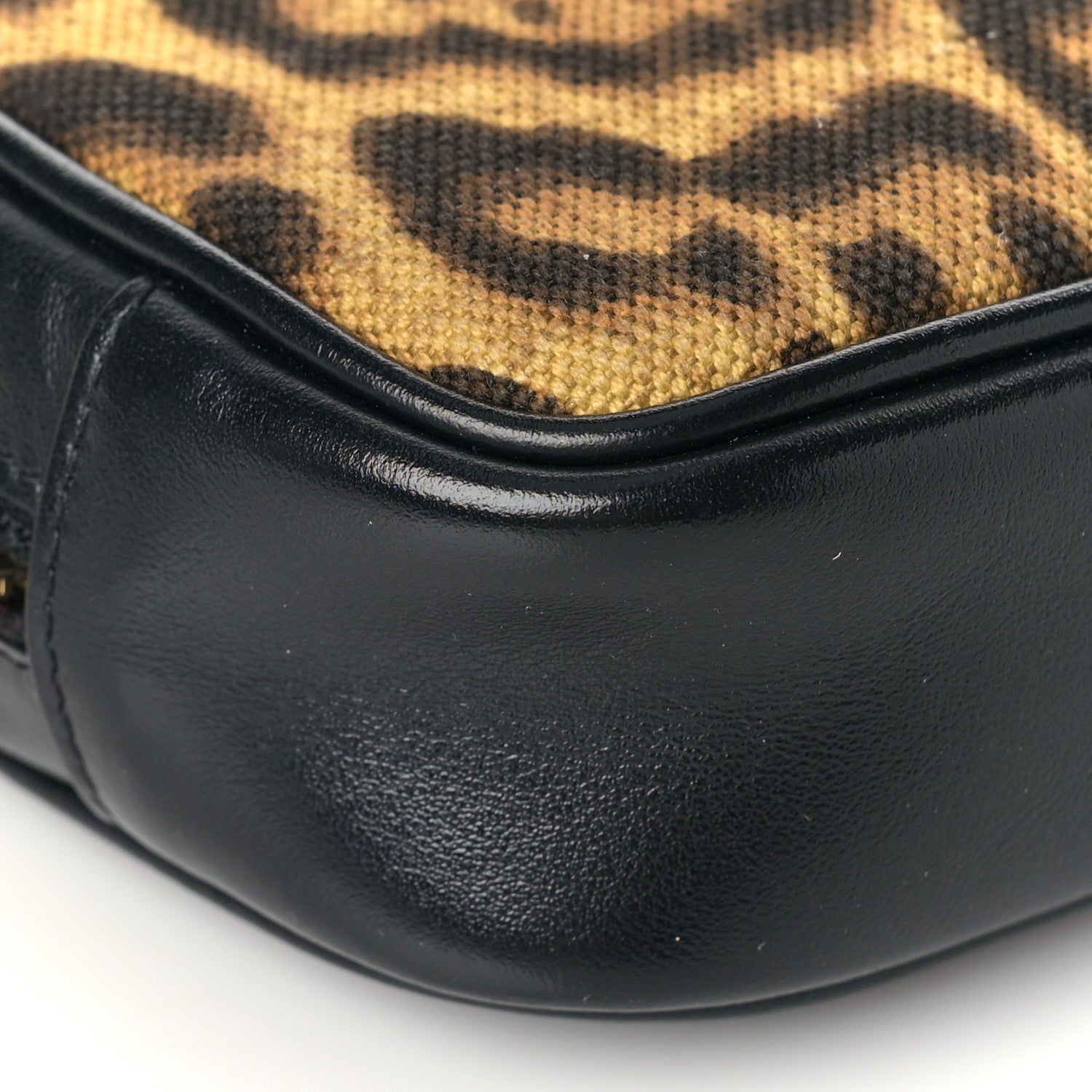 Saint Laurent Canvas Calfskin Leopard Print Monogram Mini Lou Camera Bag Brown 8 of 9