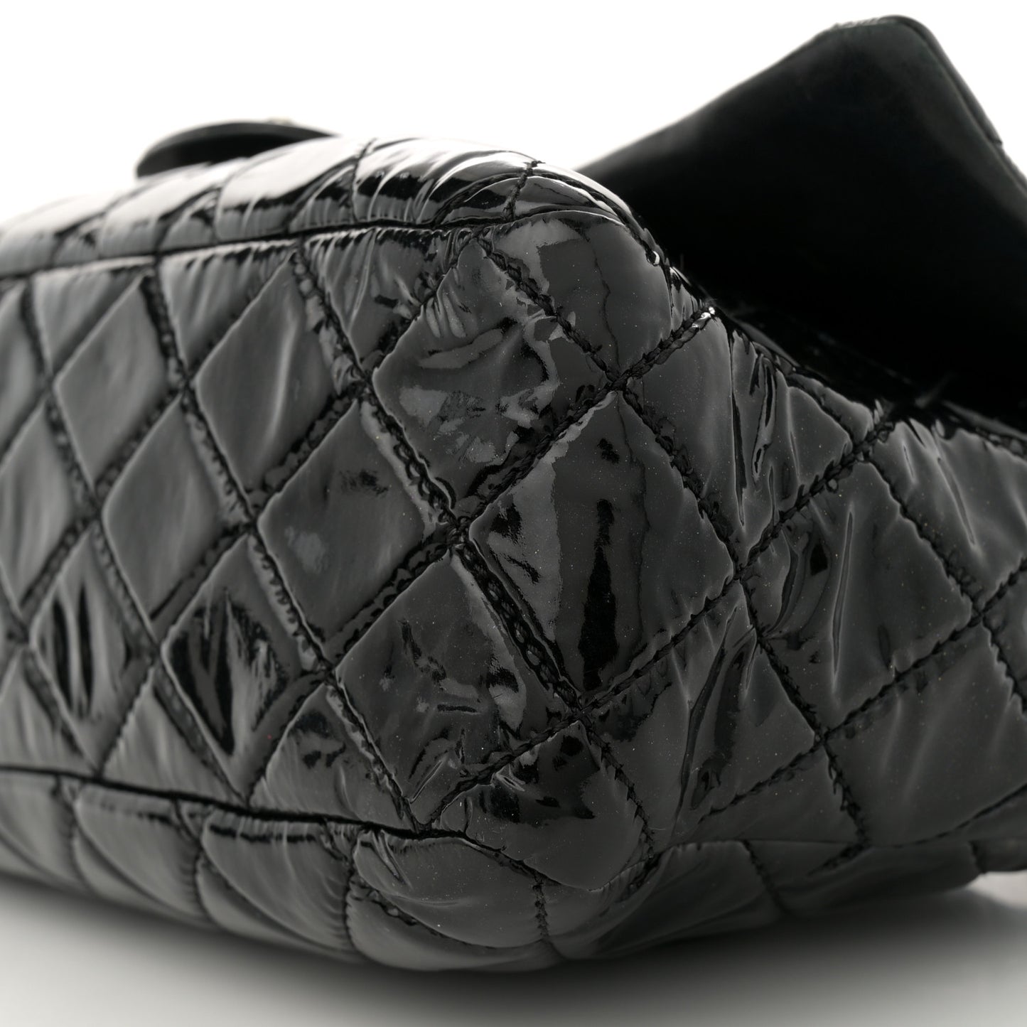 Patent Quilted Jumbo Single Flap Black