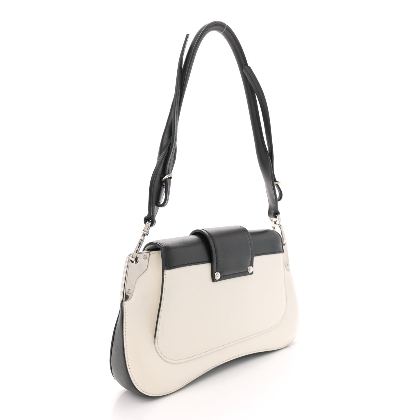 City Calfskin Small Sidonie Shoulder Bag White Black